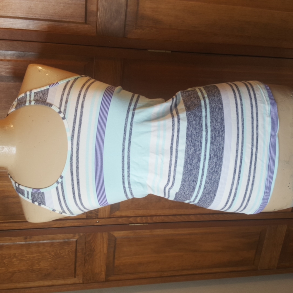Lululemon Cool Racerback Tank Groovy Stripe Static Wave Cadet Blue